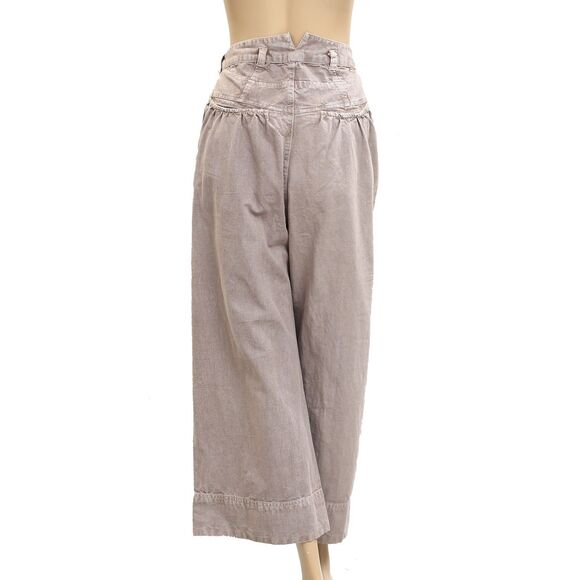 Free People Sweet Talk Chino Trousers Pants Mid-Rise Cropped Wide Leg M10 282784 - Picture 7 of 9